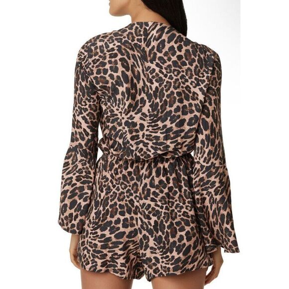 Bar IIl Sz M Beach Cheetah Tie Front LS V-Neck Romper Swim Cover Up Pockets $80 - Picture 11 of 11